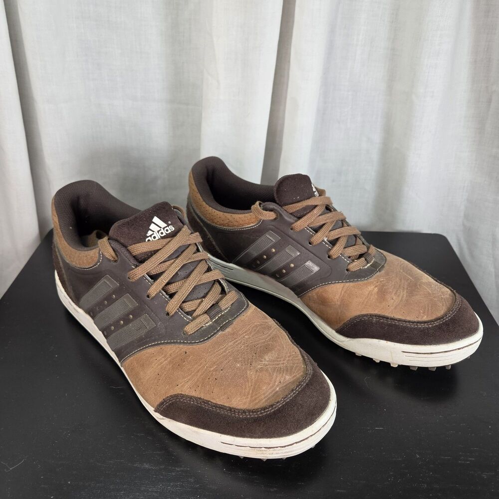 Adidas Adicross III Spikeless Golf Shoes Mens Size 10.5 Brown Leather & Suede